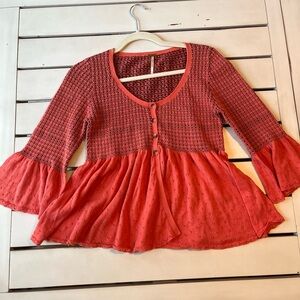 Free People Orange Babydoll Sweater Sz Medium